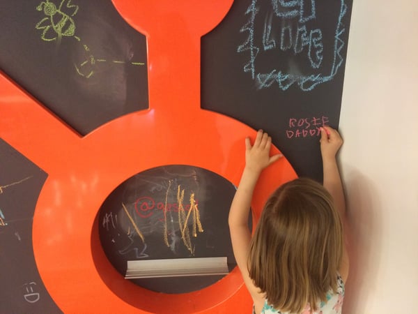 Chalkboard at the HubSpot office with Rosie and Daddy written on it by Rosie Yellis