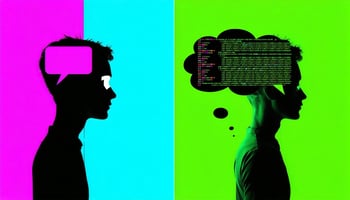 person thinking vs machine learning output
