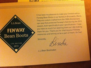 Fenway Bean Boots Card from Linda