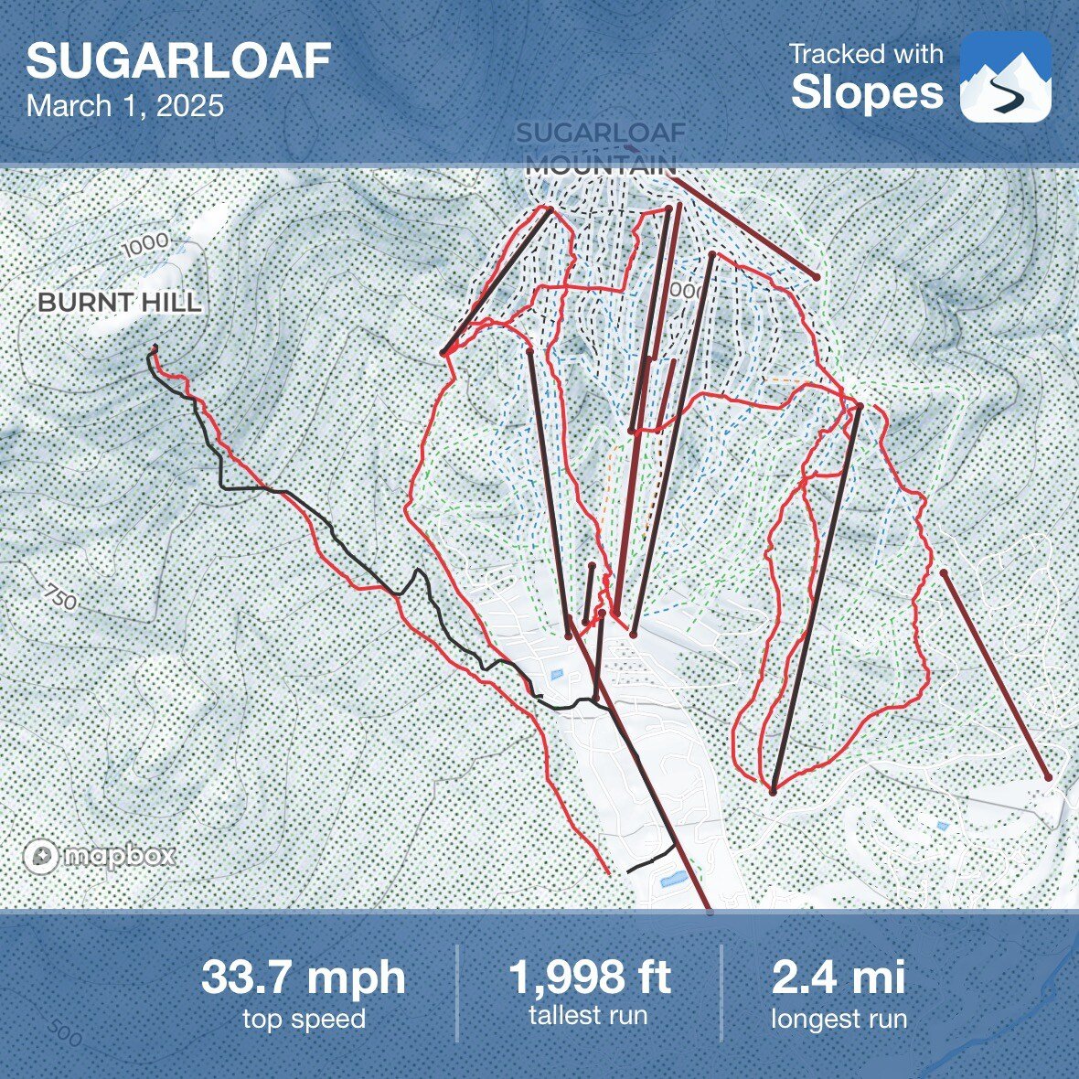Slopes Ski Map of Sugarloaf Maine Mar 1 2025