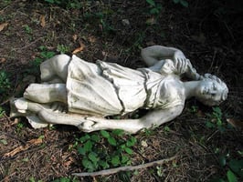 fallen down statue
