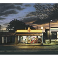 small town laundromat at dusk