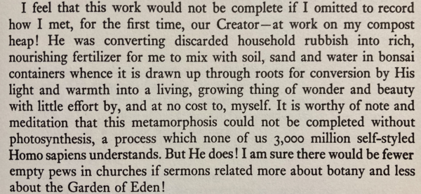 From the afterward of "Bonsai for Beginners" by H. J. Larkin