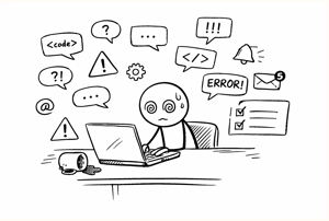 Siddhant Khares drawing of a dazed computer user