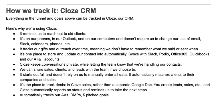 Cloze CRM Implementation Document