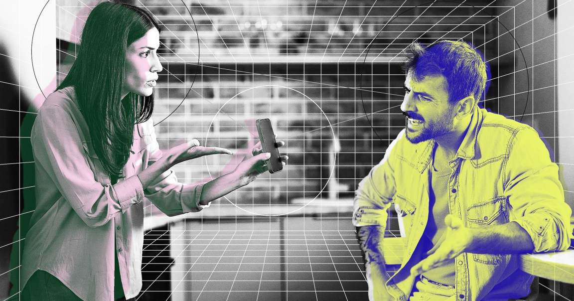 people using phones to help them fight